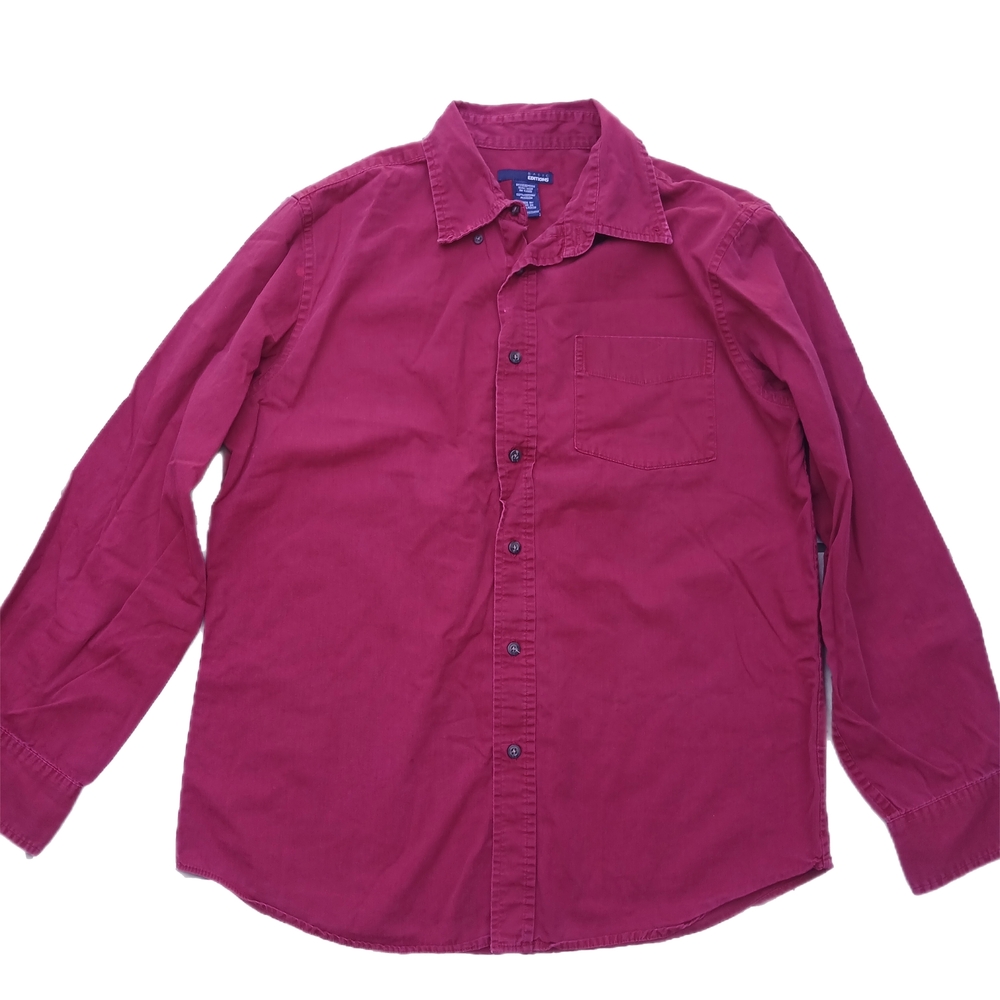 Basic Editions Men's Burgundy Faded Button-Down Shirt